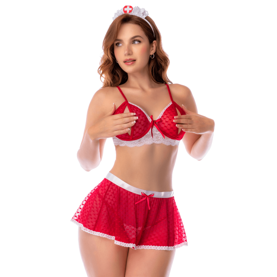 Ensemble infirmière lingerie noir avec jupe – Mapalé
