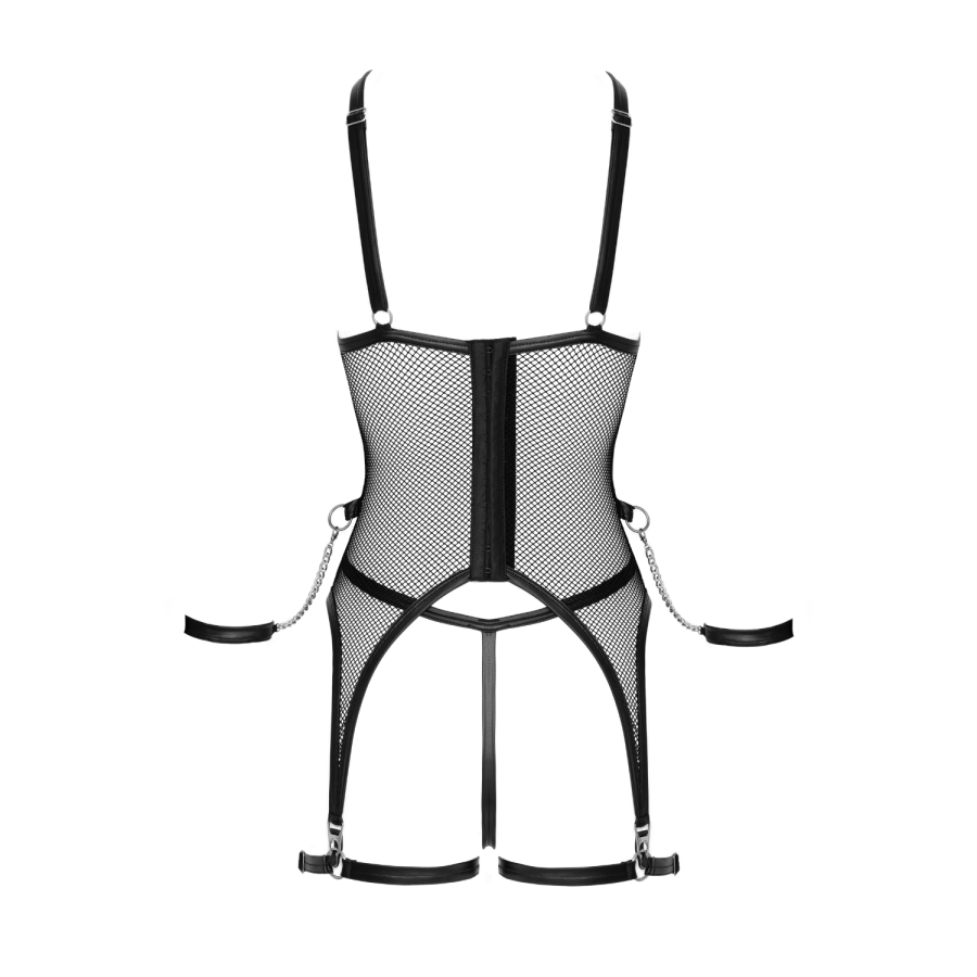 Ensemble Porte-Jarretelles  String Ouvert Résille Noir - Cottelli