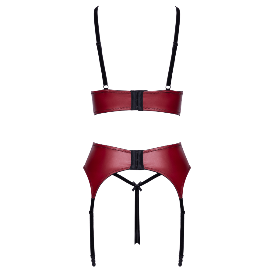 Ensemble Jarretelles 3 Pièces Rouge Foncé  Noir - Cottelli