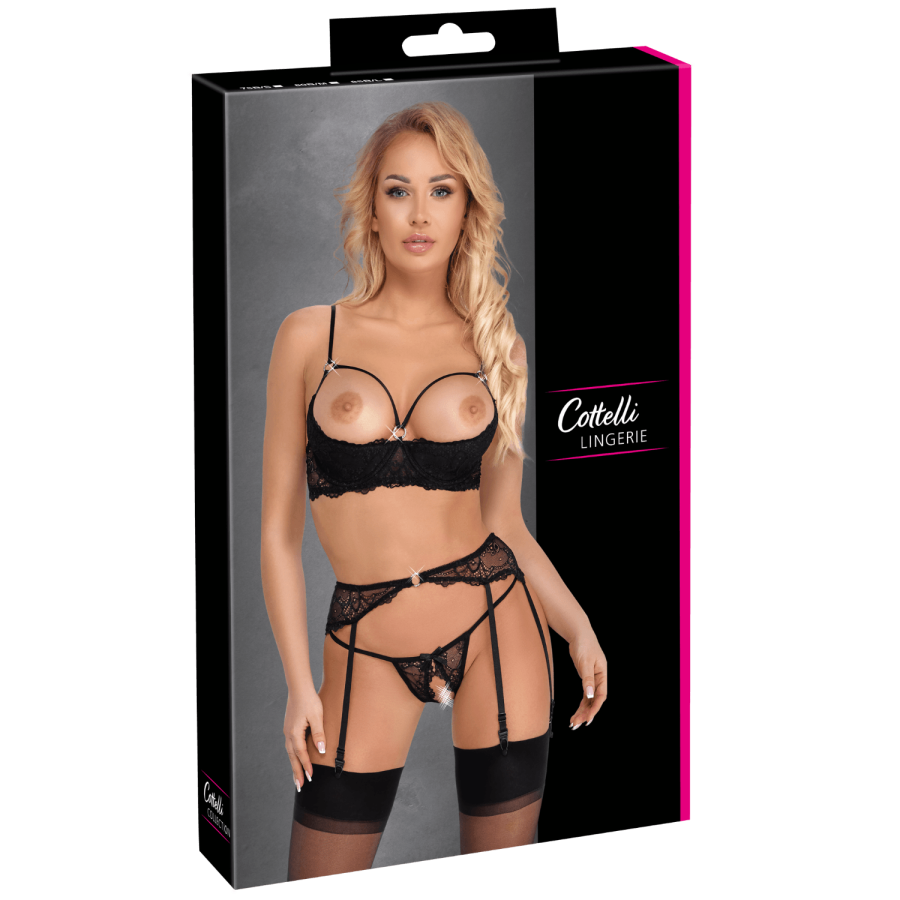 Soutien-gorge balconnet, porte-jarretelles  string ouvert - Cottelli